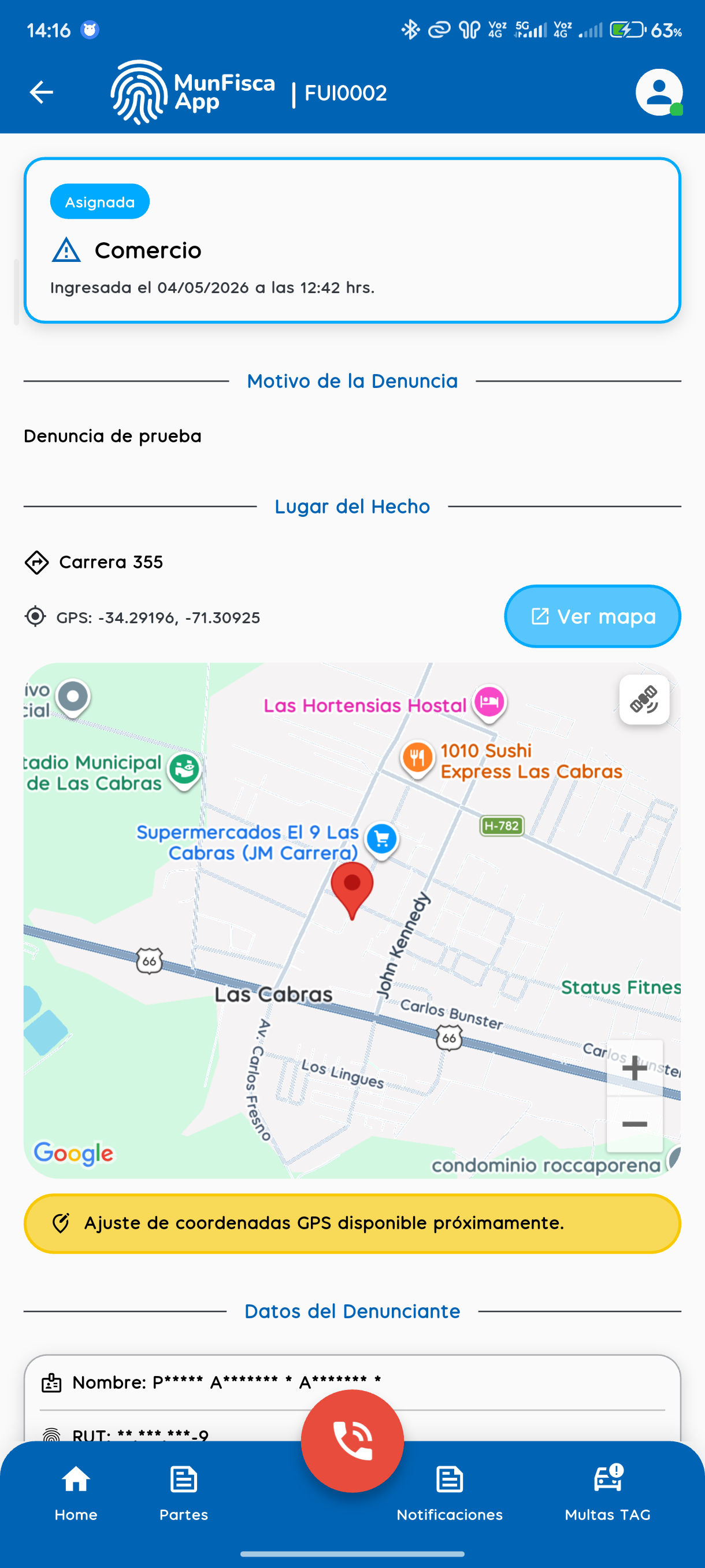 Detalle de denuncia